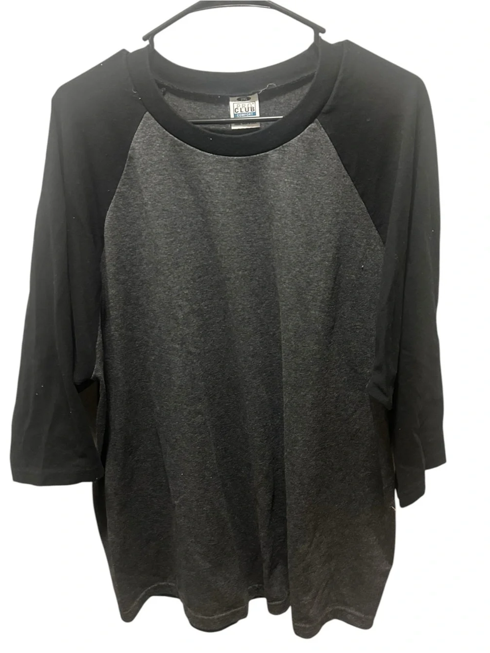 Pro Club Charcoal and Black 3/4 Sleeve Crew Neck Baseball Shirt